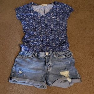Hollister shirt and maurices distressed short set